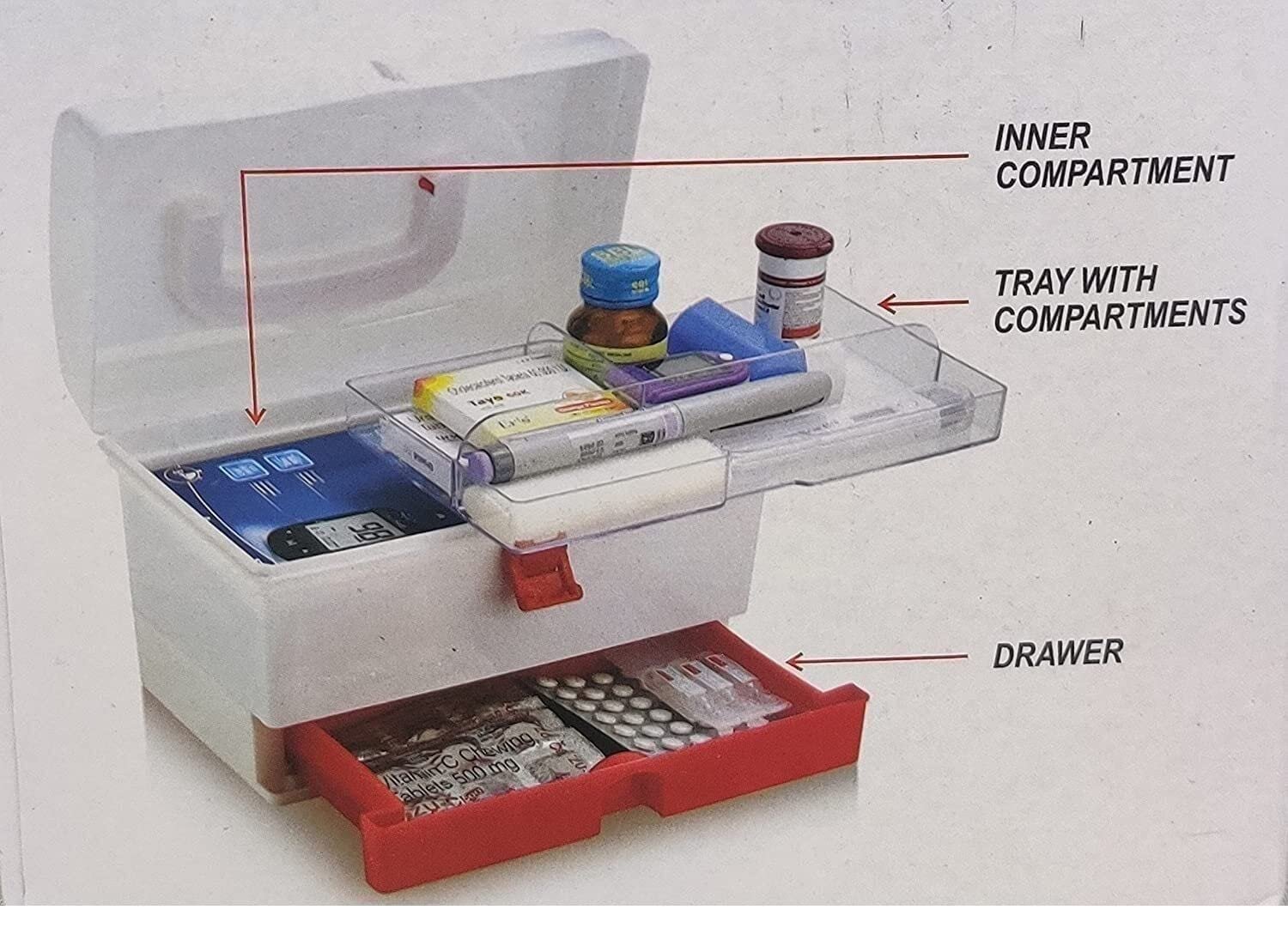 Multipurpose Plastic Medicine First Aid Kit Storage Box Cosmetic Organizer Box - Image 5