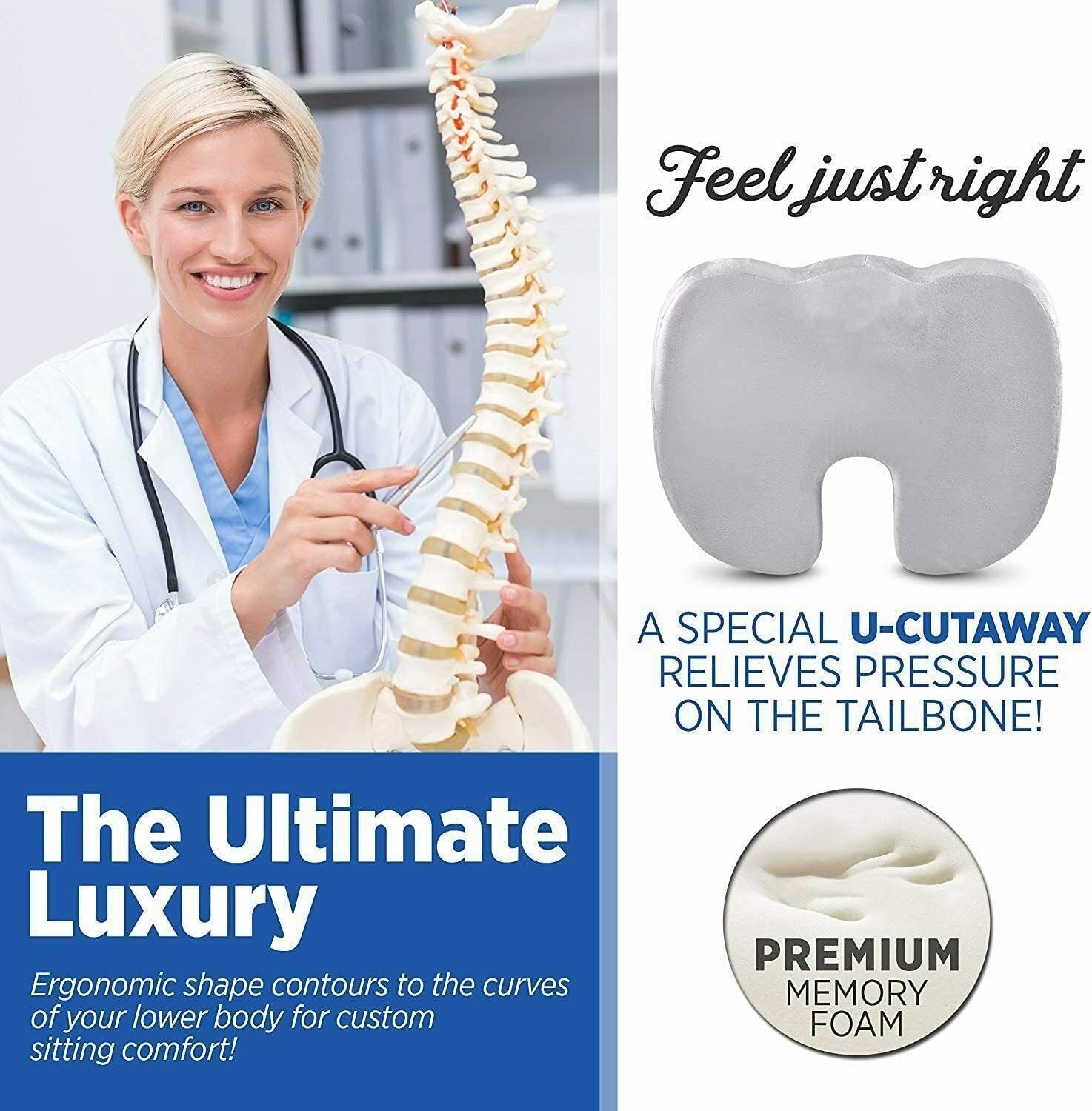 Coccyx, Tailbone, Sciatica, Lower Back Support and Pain Relief Seat Cushion (memoriable Foam) - Image 5