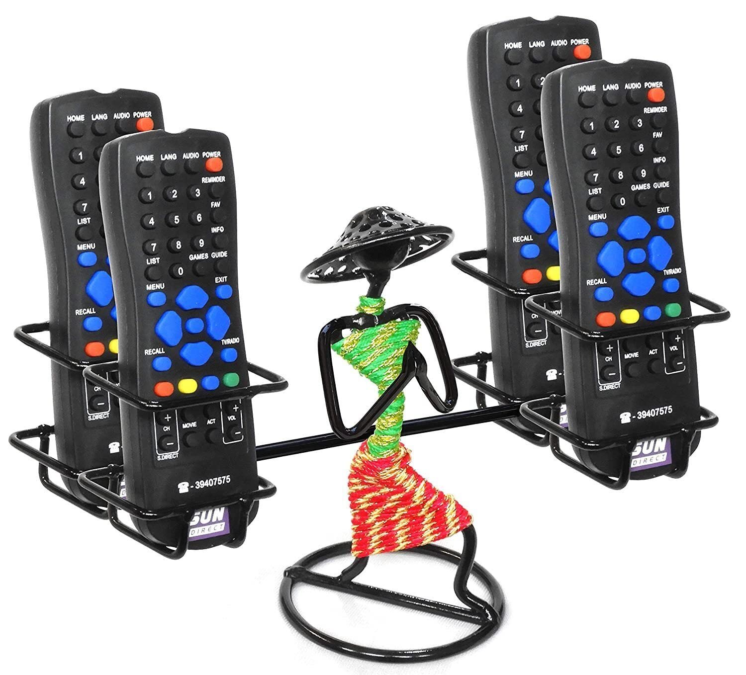Iron Remote Holder/Stand with Welcome Gesture Lady Green,Pink,Black,4 Redmote - Image 2