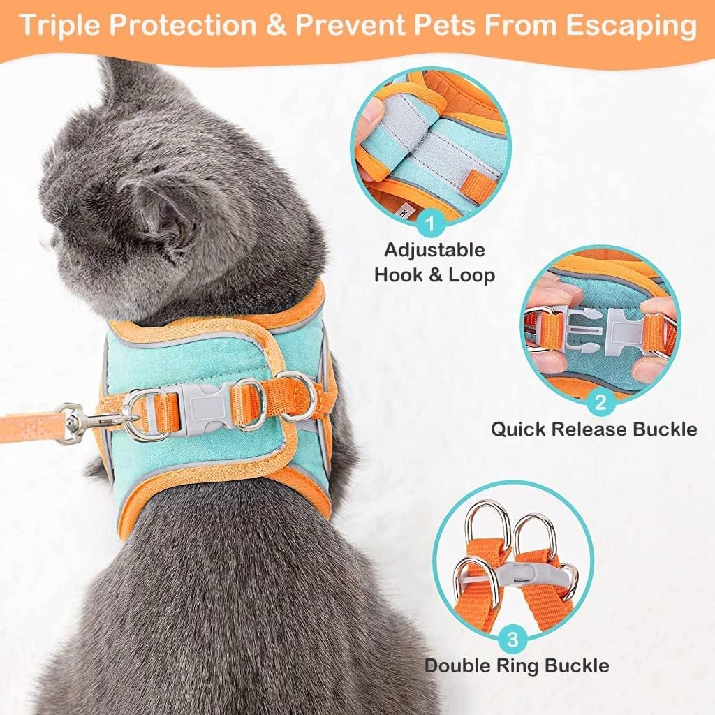 Cat Harness with Cat Leash for Walking, Adjustable Soft Sturdy Harness and Leash with Reflective Strip for Large Medium Small Cat (Size M) - Image 2