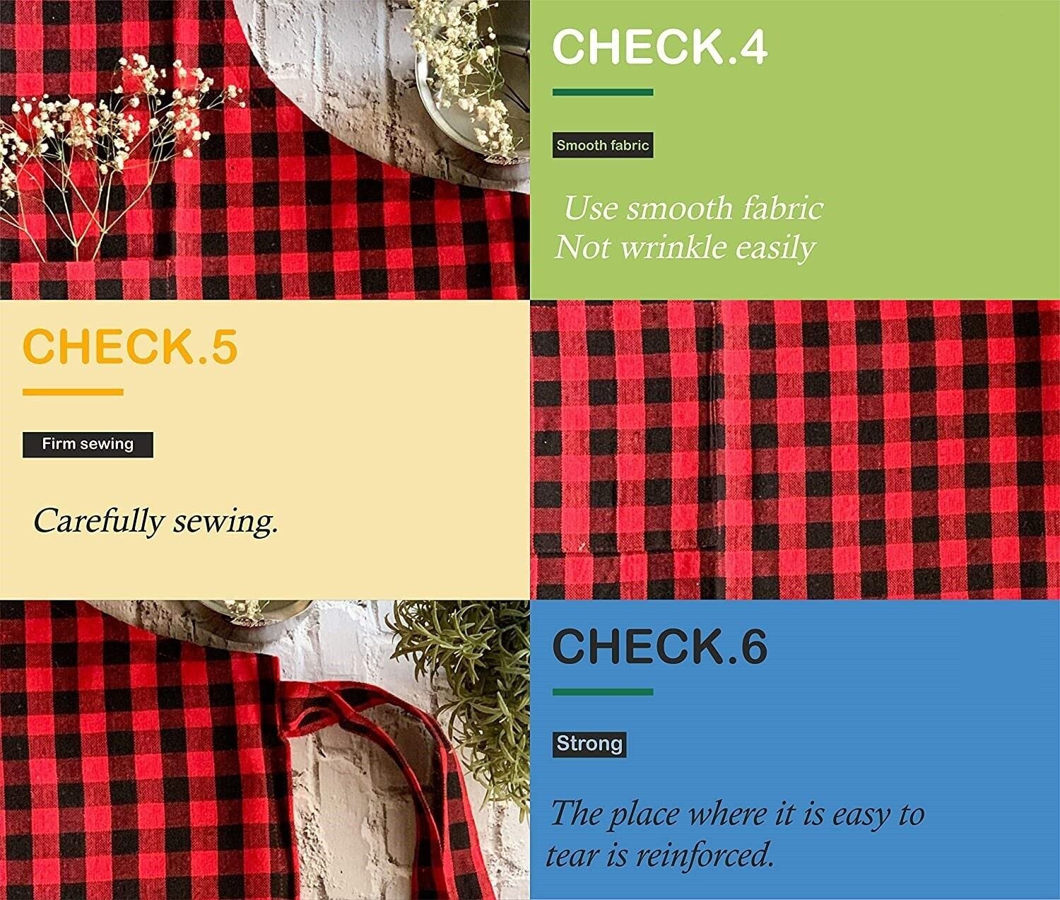 Cotton Checks with Front Center Pocket Design Apron (Pack of 2), (Red Checked) - Image 6