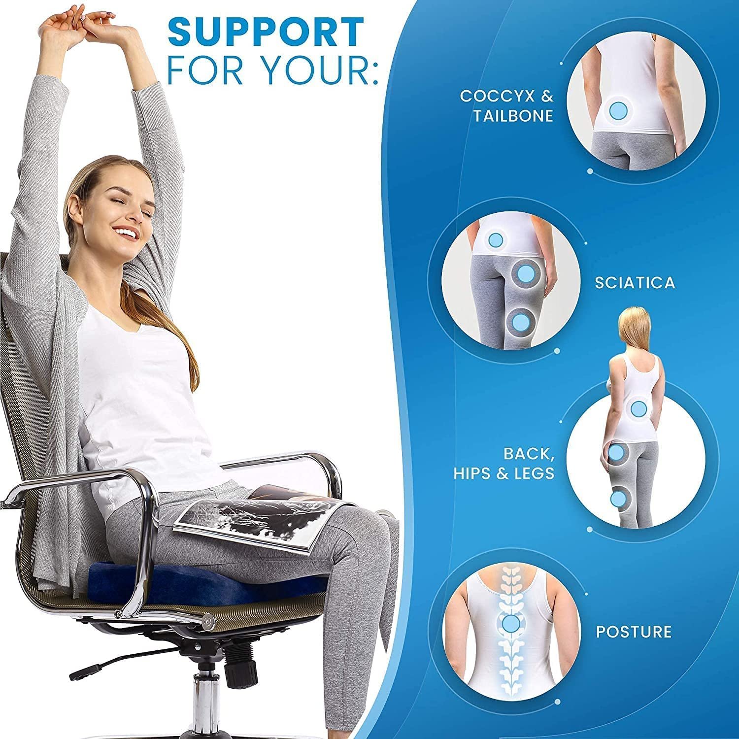Foam Seat Cushion & Back Support Pillow for Office Chair - Image 4