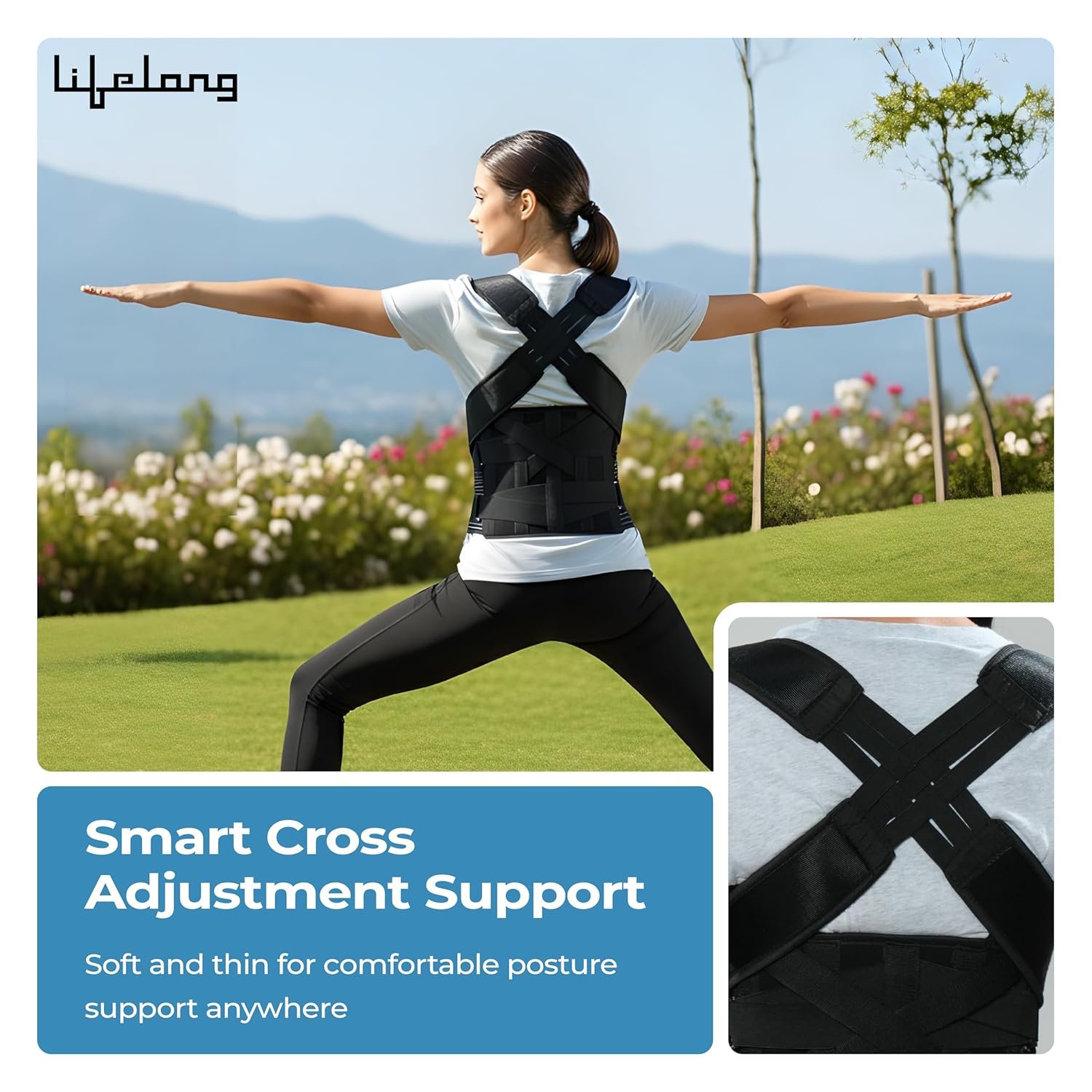 2-in-1 Posture Corrector Back Support Belt | Adjustable Free Size for Men & Women - Image 8