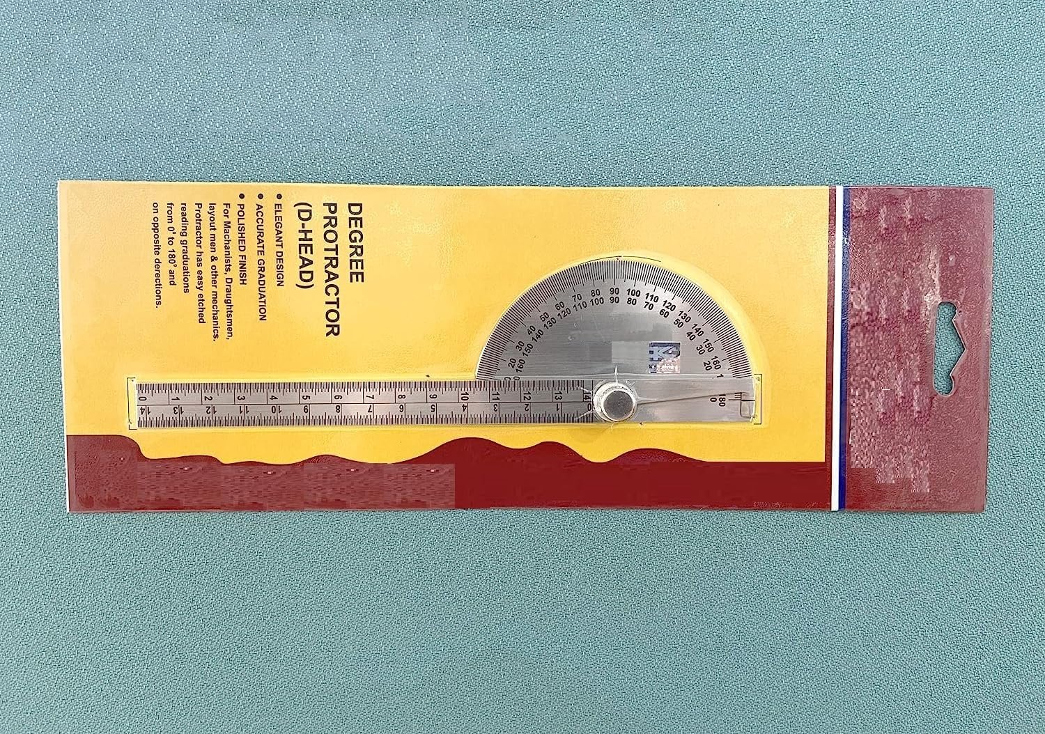 Head Degree Protractor with 150mm Graduated Arm Polish Finish Metal - Image 2