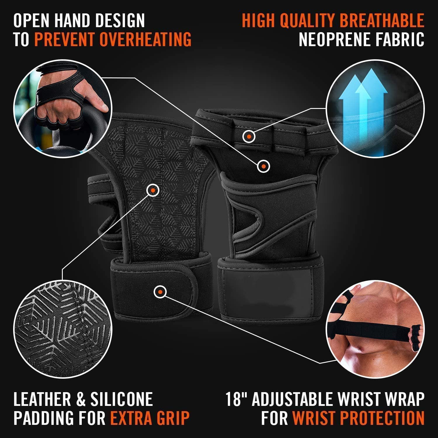 Workout Gloves with Wrist Support Gym Grip Anti Slip - Image 9