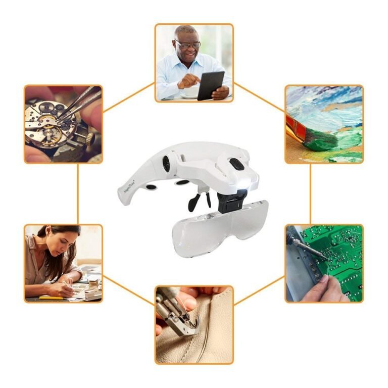 LED Illuminated Headband Magnifier Visor with Cleaning Cloth- 1X to 3.5X Zoom with 5 Detachable Lenses – Hands Free Head Worn Lighted Magnifying Glass for Inspecting & Electronic Repair - Image 6