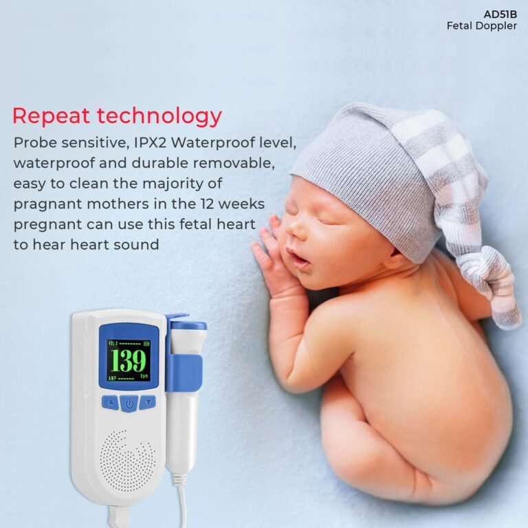 Fetal Doppler | Fetal Heart Rate Monitor for Home and Clinic with USB Charging, Headphone Jack with Built-in Speaker (White & Blue) - Image 6