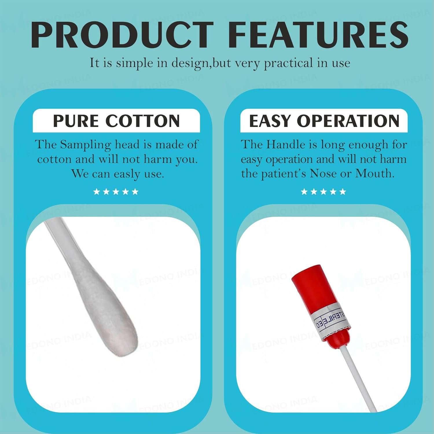 Sterile Swab Sticks Pack of 50 Medical Grade Cotton Swab - Image 3
