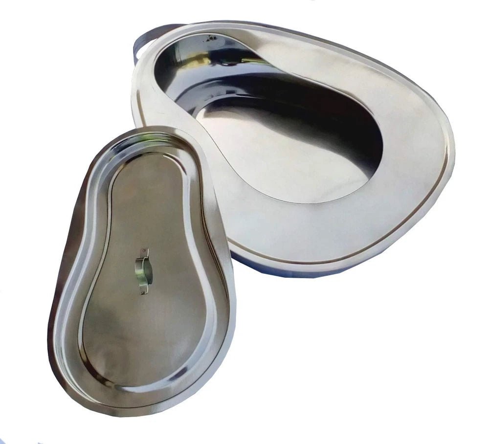 Stainless Steel Female Bed Pan with Cover - Image 2