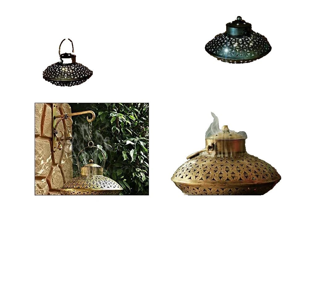 Dhoop Burner Holder Iron Antique Brass Wall Hanging - Image 5